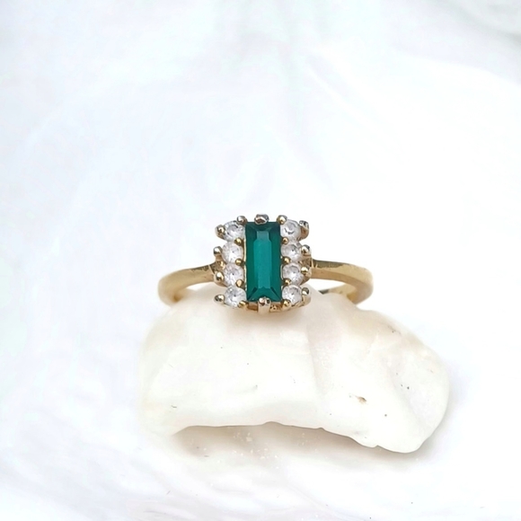 DAC Emerald and CZ Gold Ring - Picture 6 of 11